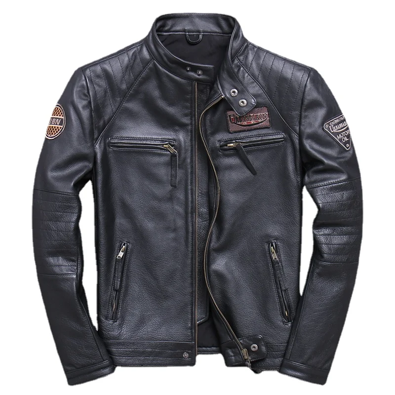 Riding Jacket Leather - Moda Biker ceketler Vintage erkek hakiki